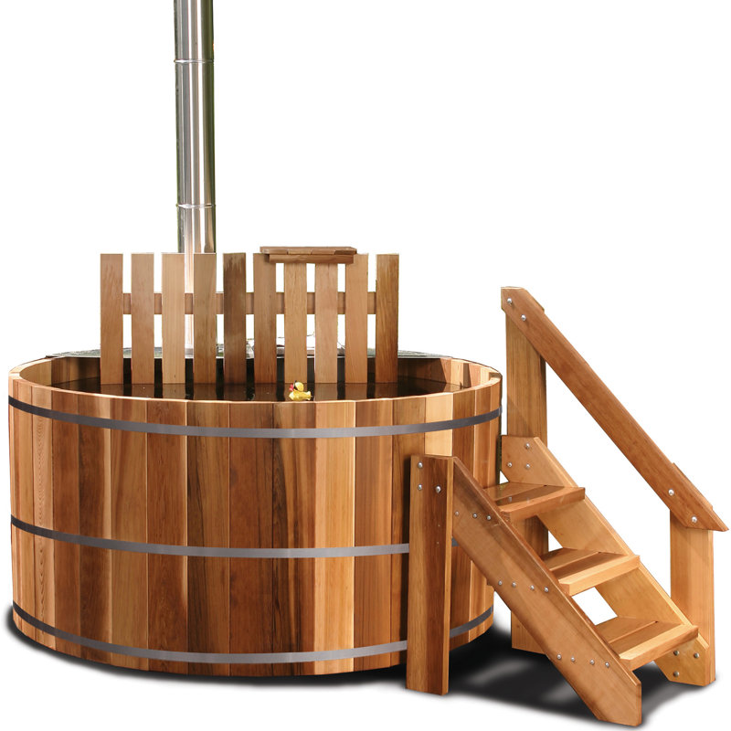 SnorkelHotTubs 4Person Wood Fired Cedar Hot Tub with Snorkel® Stove